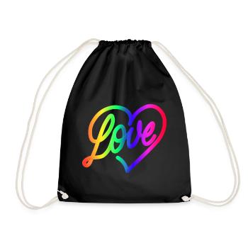 Love LOVE love Herz Regenbogen - Turnbeutel - Schwarz - Vorne