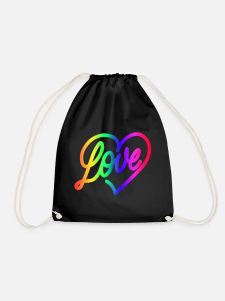 Love LOVE love Herz Regenbogen - Turnbeutel - Schwarz