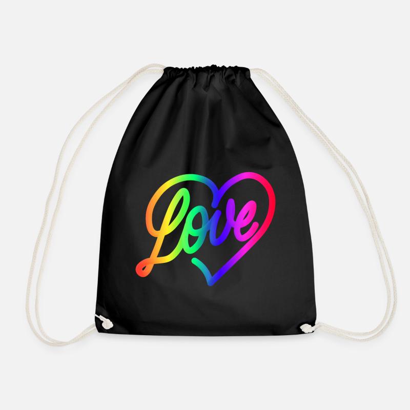 Love LOVE love Herz Regenbogen - Turnbeutel - Schwarz