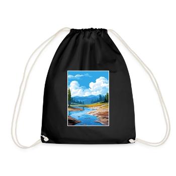 Hot Springs National Park Vintage Travel Poster - Drawstring Bag - black - Front