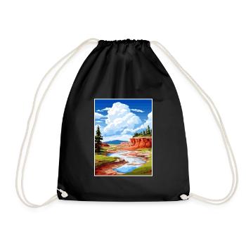 Hot Springs National Park Vintage Travel Poster - Drawstring Bag - black - Front