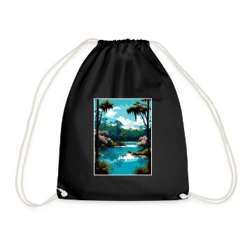 Silver Springs State Park Vintage Travel Poster - Drawstring Bag - black - Front