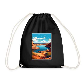 Possum Kingdom Lake Texas Vintage Travel Poster - Drawstring Bag - black - Front