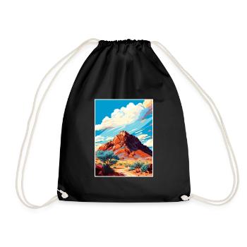 Camelback Mountain Arizona Vintage Travel Poster - Drawstring Bag - black - Front
