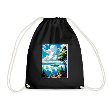 Lake Champlain New York State Travel Poster - Drawstring Bag - black - Front