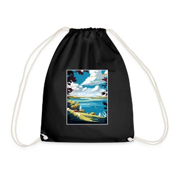 Chautauqua Lake New York State Travel Poster - Drawstring Bag - black - Front