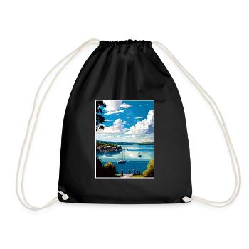 Skaneateles Lake New York State Travel Poster - Drawstring Bag - black - Front