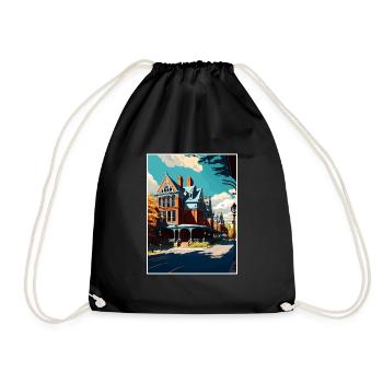 Saratoga Springs New York State Travel Poster - Drawstring Bag - black - Front