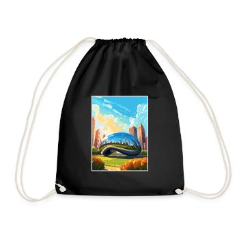 Chicago Illinois Millennium Park Travel Poster - Drawstring Bag - black - Front