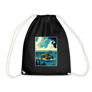 Thousand Islands New York State Travel Poster - Drawstring Bag - black - Front