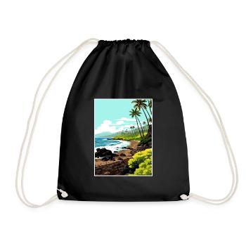 Waianapanapa Hawaï Vintage voyage affiche Souvenir - Sac de sport léger - noir - Devant