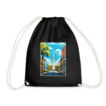 Charleston Carolina Vintage Reiseposter Souvenir - Turnbeutel - Schwarz - Vorne