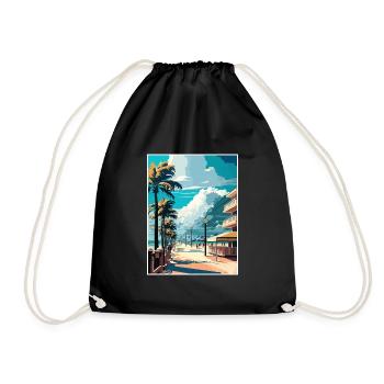 South Beach Florida Vintage Travel Poster Souvenir - Drawstring Bag - black - Front