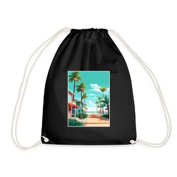 South Beach Texas Vintage Travel Poster Souvenir - Drawstring Bag - black - Front