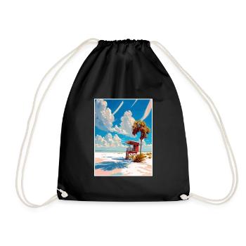 Siesta Key Florida Vintage Travel Poster Souvenir - Drawstring Bag - black - Front