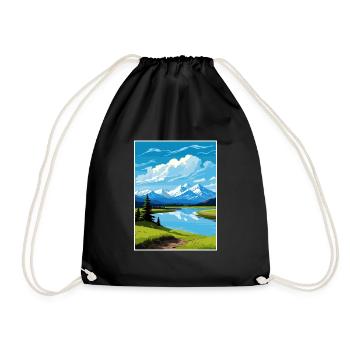 Twin Lakes Alaska Vintage Travel Poster Souvenir - Drawstring Bag - black - Front