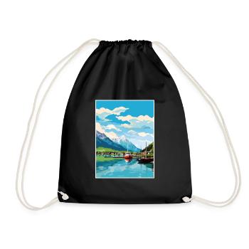 Seward Alaska Vintage Travel Poster WPA Souvenir - Drawstring Bag - black - Front