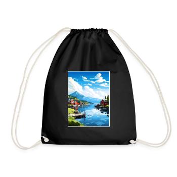 Wrangell Alaska Vintage Travel Poster WPA Souvenir - Drawstring Bag - black - Front