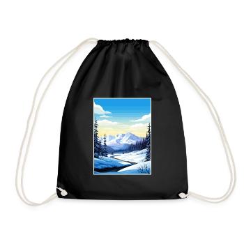 Girdwood Alaska Vintage Travel Poster WPA Souvenir - Drawstring Bag - black - Front