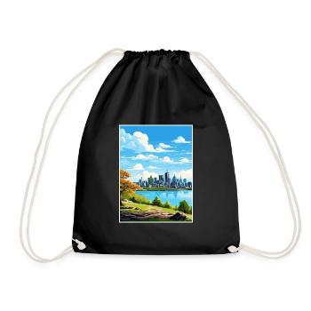 Montreal Canada Vintage Travel Poster WPA Souvenir - Drawstring Bag - black - Front