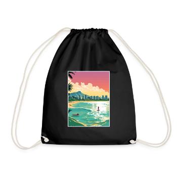 Honolulu Hawaii Vintage Reiseposter WPA Souvenir - Turnbeutel - Schwarz - Vorne