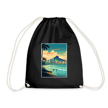 Honolulu Hawaii Vintage Reiseposter WPA Souvenir - Turnbeutel - Schwarz - Vorne