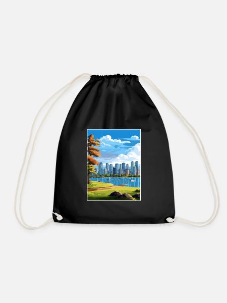 Vancouver Kanada Vintage Reiseposter Souvenir - Turnbeutel - Schwarz
