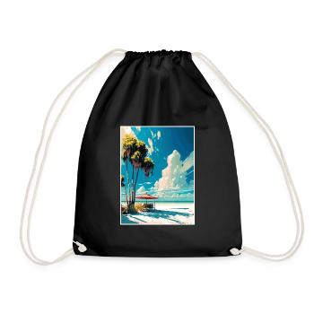 Siesta Key Florida Vintage Travel Poster Souvenir - Drawstring Bag - black - Front