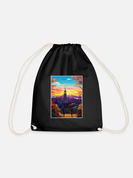 Manhattan New York Vintage Reiseposter Souvenir - Turnbeutel - Schwarz