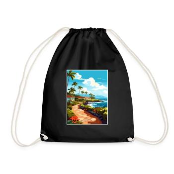 Kailua Kona Hawaii Vintage Travel Poster Souvenir - Drawstring Bag - black - Front
