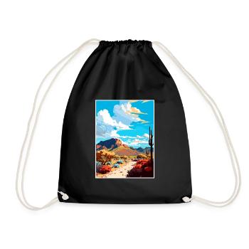 Oro Valley Arizona Vintage Travel Poster Souvenir - Drawstring Bag - black - Front