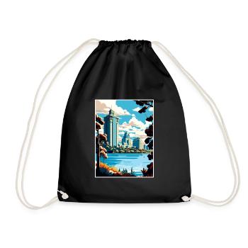 Oakland California Vintage Travel Poster Souvenir - Drawstring Bag - black - Front