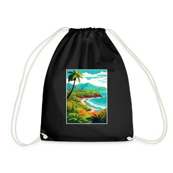 Kailua Kona Hawaii Vintage Travel Poster Souvenir - Drawstring Bag - black - Front