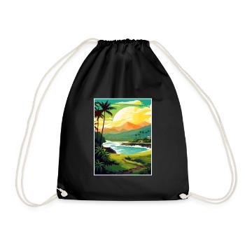 Kailua Kona Hawaii Vintage Travel Poster Souvenir - Drawstring Bag - black - Front