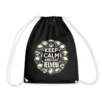 Keep Calm and Eat Pelmeni Gift - Drawstring Bag - black - Front