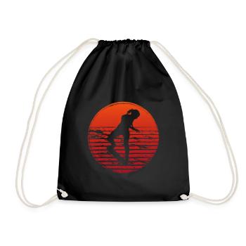 Retro Skaterin Skater Skateboarder Skateboard - Drawstring Bag - black - Front