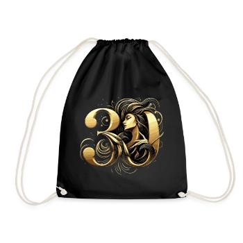 30 Jahre Gold Frau 30. Geburtstag Geschenk - Turnbeutel - Schwarz - Vorne