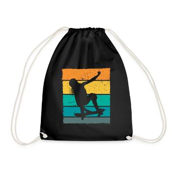 Retro Skaterin Skater Skateboarder Skateboard - Turnbeutel - Schwarz - Vorne