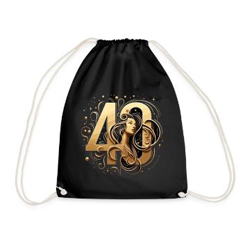 40 Jahre Gold Frau 40. Geburtstag Geschenk - Turnbeutel - Schwarz - Vorne