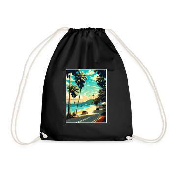 Port Douglas Australia Vintage Travel Poster WPA - Drawstring Bag - black - Front