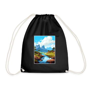 Cradle Mountain Australia Vintage Travel Poster - Drawstring Bag - black - Front