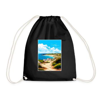 Rottnest Island Australia Deco Travel Poster - Drawstring Bag - black - Front
