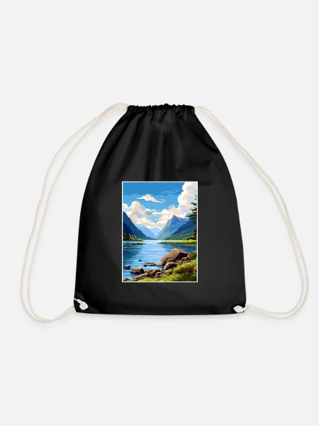 Fiordland Nationalpark Neuseeland Reiseposter - Turnbeutel - Schwarz