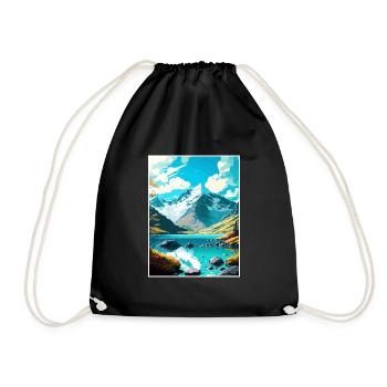 Mount Aspiring National Park New Zealand Souvenir - Drawstring Bag - black - Front