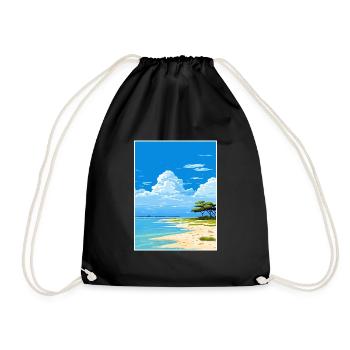 Lady Elliot Island Australia Deco Travel Poster - Drawstring Bag - black - Front