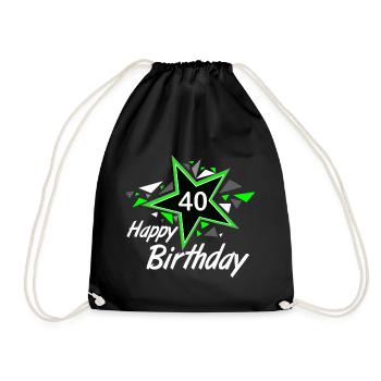 40.Birthday , 40 Happy Birthday Star 40 (25) - Drawstring Bag - black - Front