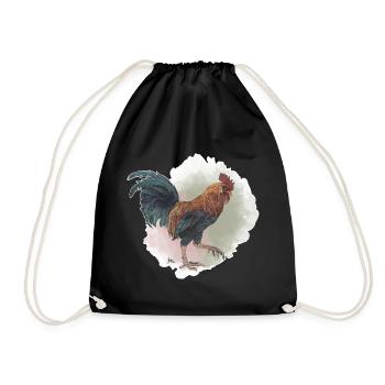 Veganuary 2024 Rooster - Drawstring Bag - black - Front