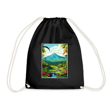 Costa Rica Vulkan Arenal Karibik Reiseposter - Turnbeutel - Schwarz - Vorne