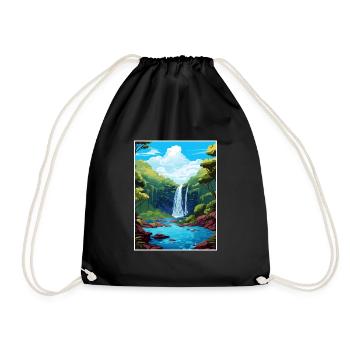 La Paz Waterfall Gardens Costa Rica Travel Poster - Drawstring Bag - black - Front