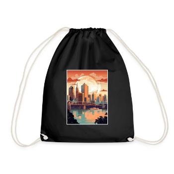 Brisbane Australien Vintage Reiseposter Souvenir - Turnbeutel - Schwarz - Vorne